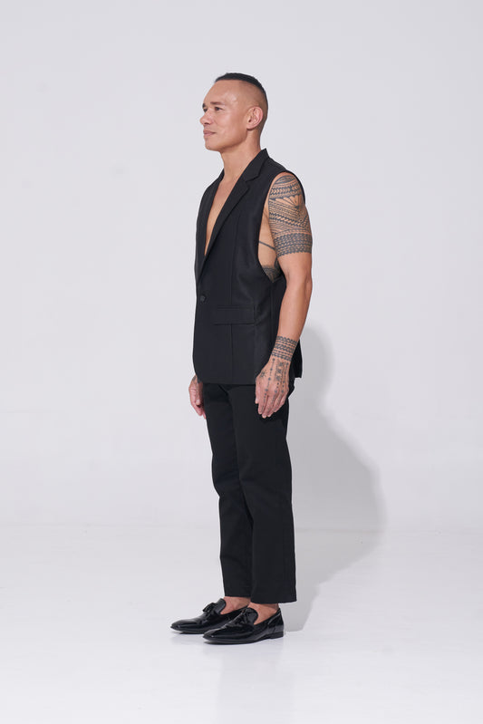 The Patrick - our relaxed fit unstructured sleeveless jacket