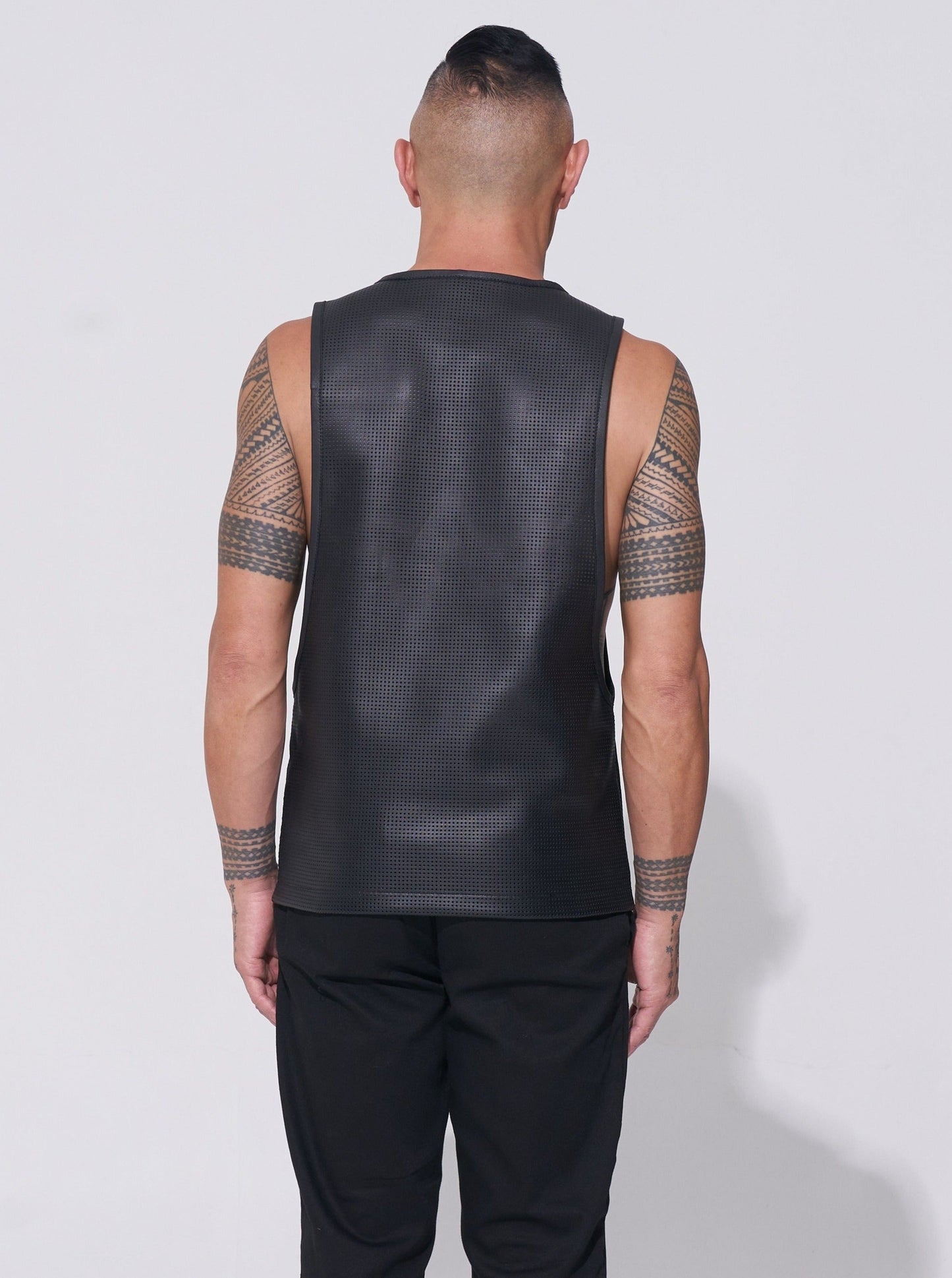 Perforated Leather Tank Top - with dropped armhole