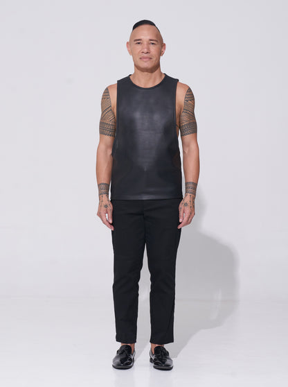 Perforated Leather Tank Top - with dropped armhole