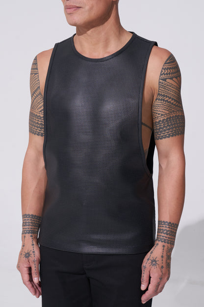 Perforated Leather Tank Top - with dropped armhole