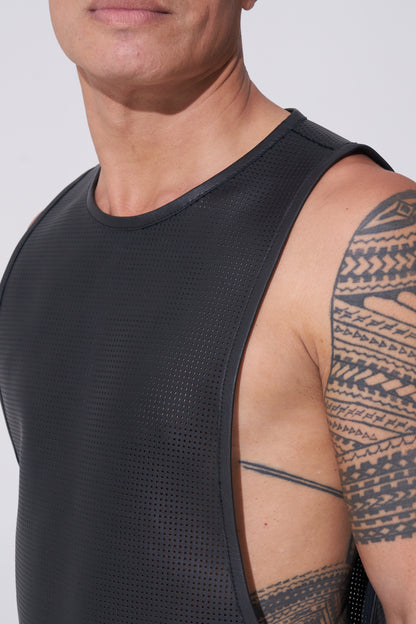 Perforated Leather Tank Top - with dropped armhole