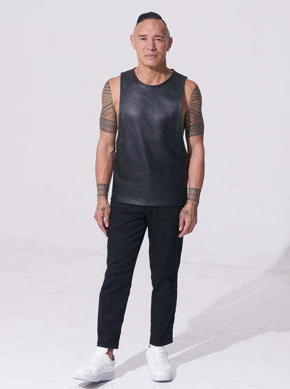 Perforated Leather Tank Top - with dropped armhole