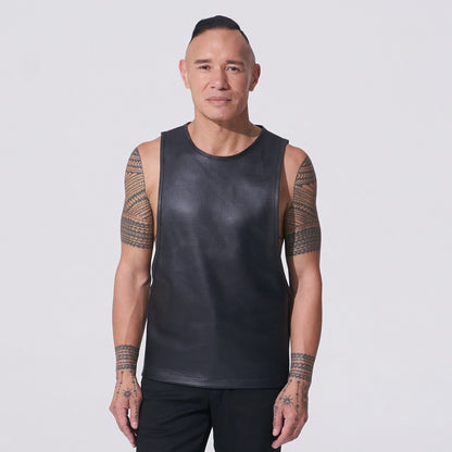 Perforated Leather Tank Top - with dropped armhole