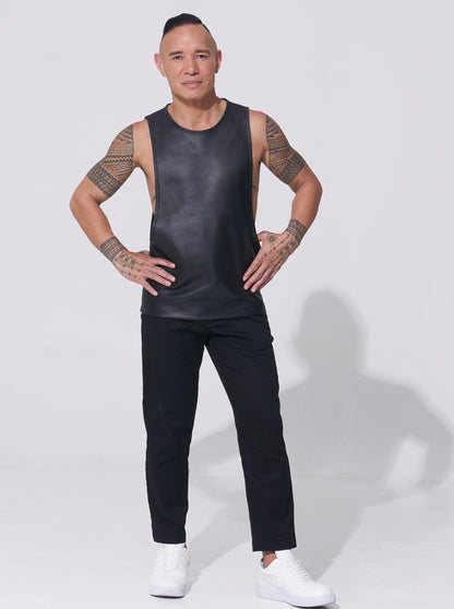 Perforated Leather Tank Top - with dropped armhole