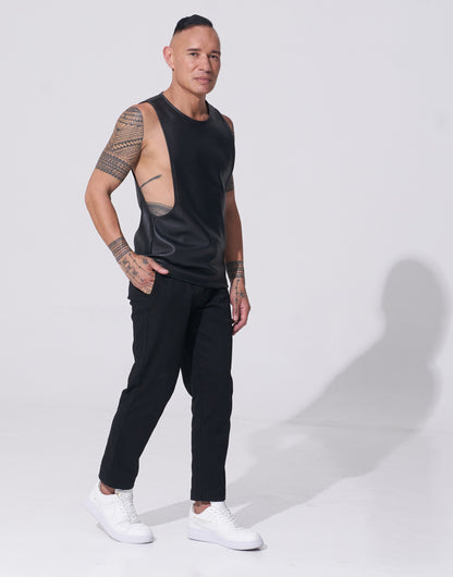 Perforated Leather Tank Top - with dropped armhole