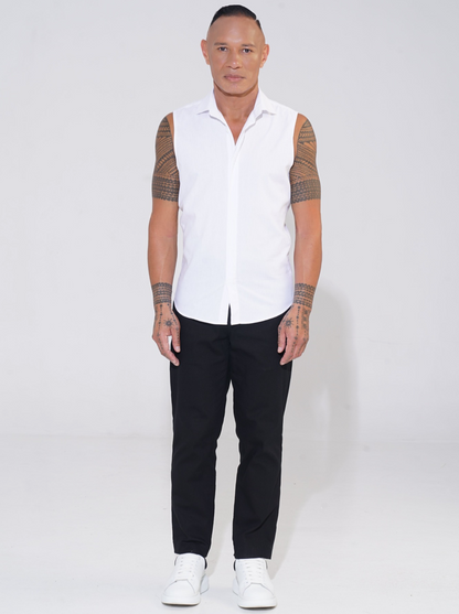 white classic sleeveless shirt