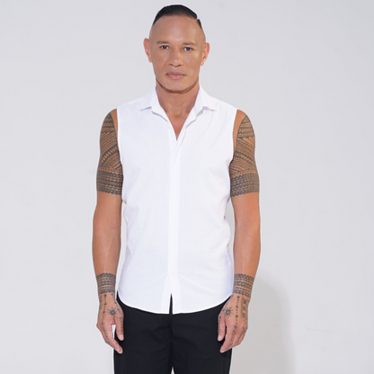 white classic sleeveless shirt