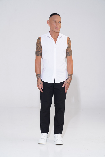 white classic sleeveless shirt