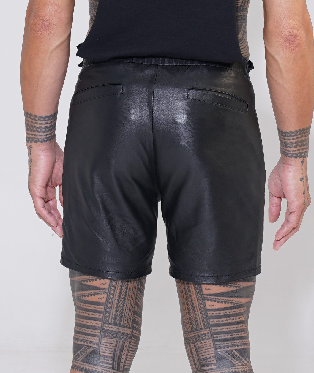 Mens on sale leather shorts