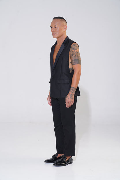 Unstructured Sleeveless Blazer with Lowered Armhole - ENDEMANN
