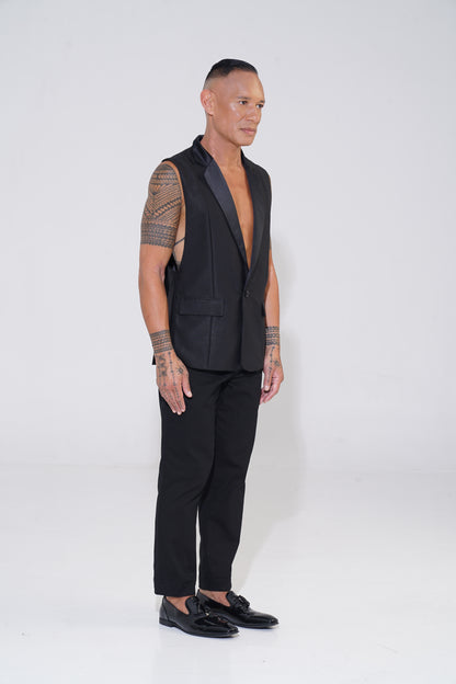 Unstructured Sleeveless Blazer with Lowered Armhole - ENDEMANN