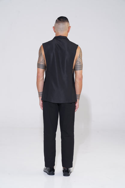 Unstructured Sleeveless Blazer with Lowered Armhole - ENDEMANN